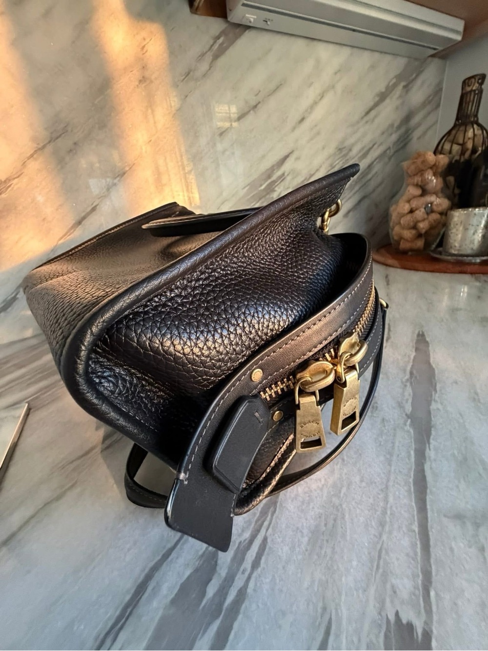Coach Rogue 25 Black Pebbled Leather with wine/Bordeaux suede interior. - Picture 8 of 11